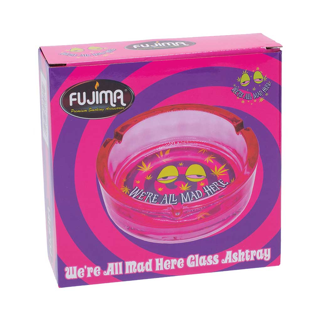 PURPLE WE'RE ALL MAD HERE GLASS ASHTRAY